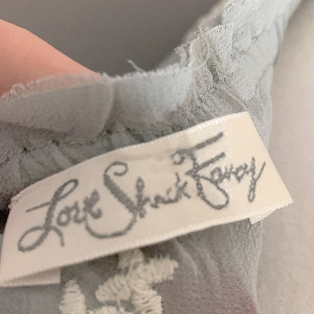 LoveShackFancy popover silk mini dress gray white small - Picture 9 of 9